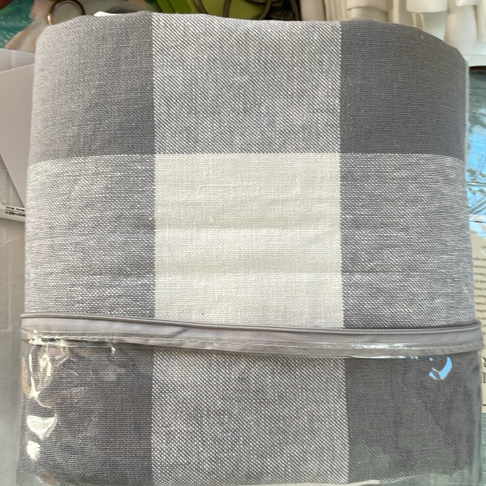 Ballard design buffalo check lined drape
